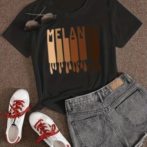 Black Graphic Tee with Melanin Design